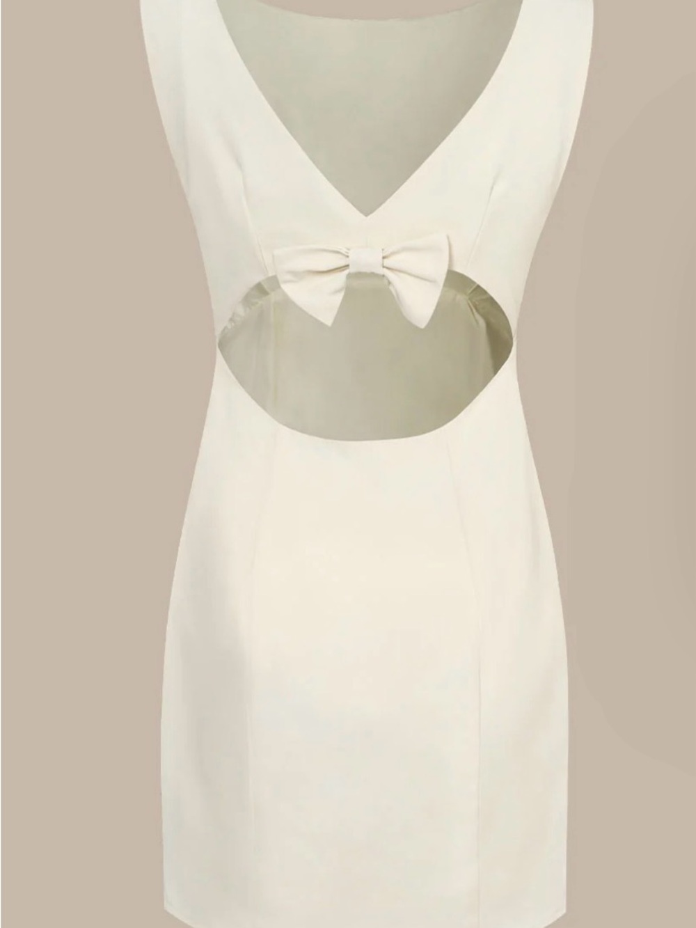 Sleeveless Ivory Shift Dress - with Bow on Back Elegant Minimalist Dress - Picture 5 of 5